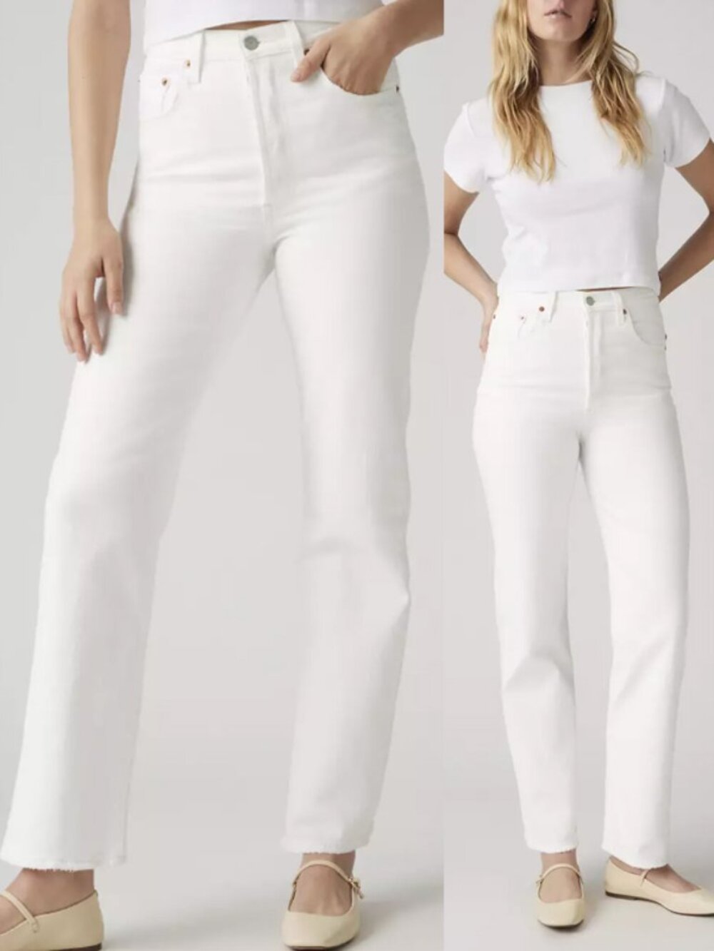 Levi's Ribcage Straight Ankle Women's Jeans 28 x 27 Cloud Over White $110 Preppy